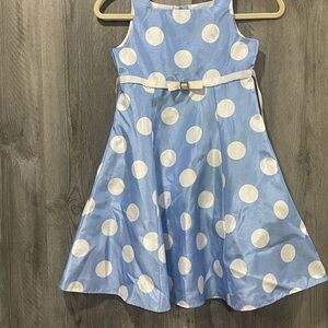 Cherokee Light Blue and White Polka Dot Kids Dress